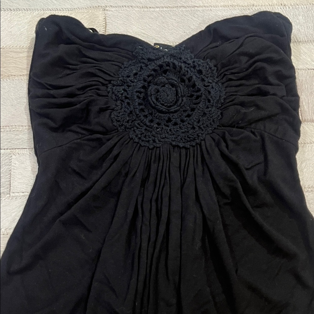 Sky Black Strapless toowith Crochet Detail - Picture 2 of 7